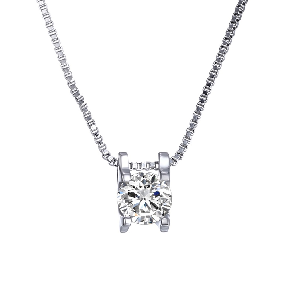 Swarovski Crystal 4 Ct Solitaire Necklace Rhodium